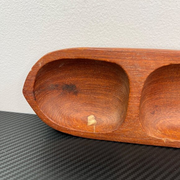 Imperial International Handcrafted Teak Three-Compart Wooden Bowl Snack Tray - Picture 4 of 10